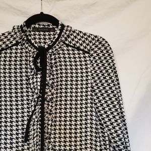 Zara Houndstooth Blouse XS